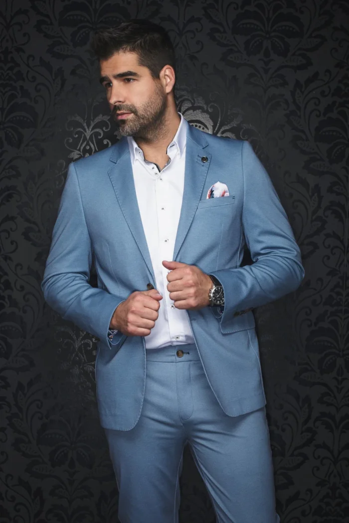 Au Noir Stretch Blazer | Veston Glover Light Blue - Image 1