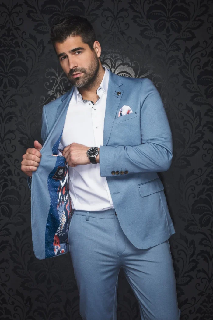 Au Noir Stretch Blazer | Veston Glover Light Blue - Image 4
